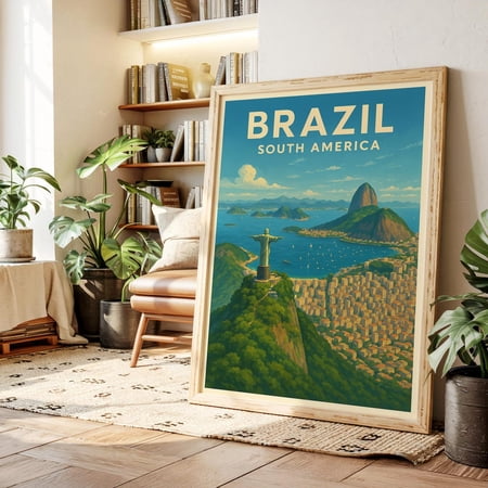 Brazil Travel Rio de Janeiro Wall Art Vintage South America Print Unframed Paper Poster 8x10in