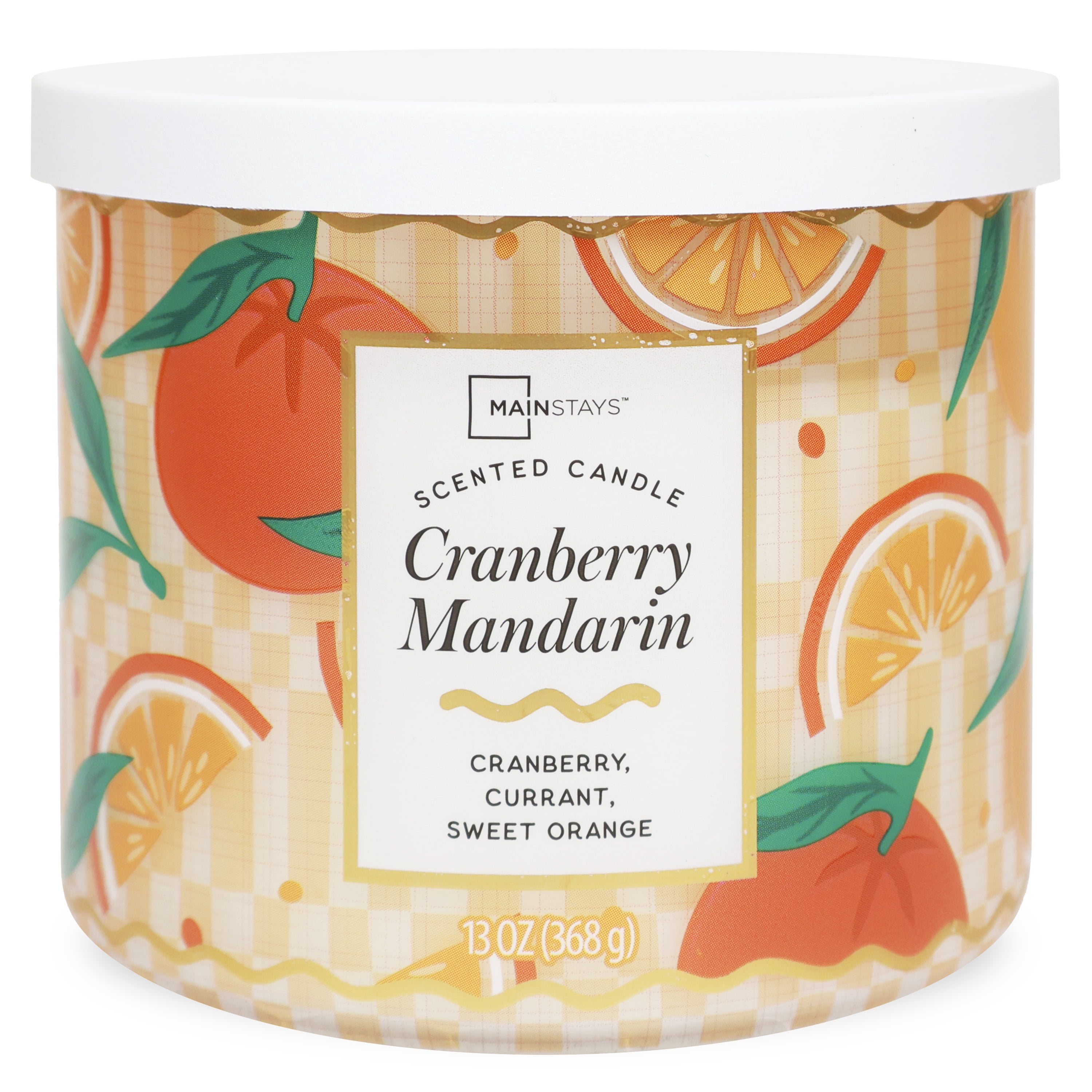Mainstays 3-Wick Cranberry Mandarin Fragrance Candle with Decorative Wrap, 13 Ounce