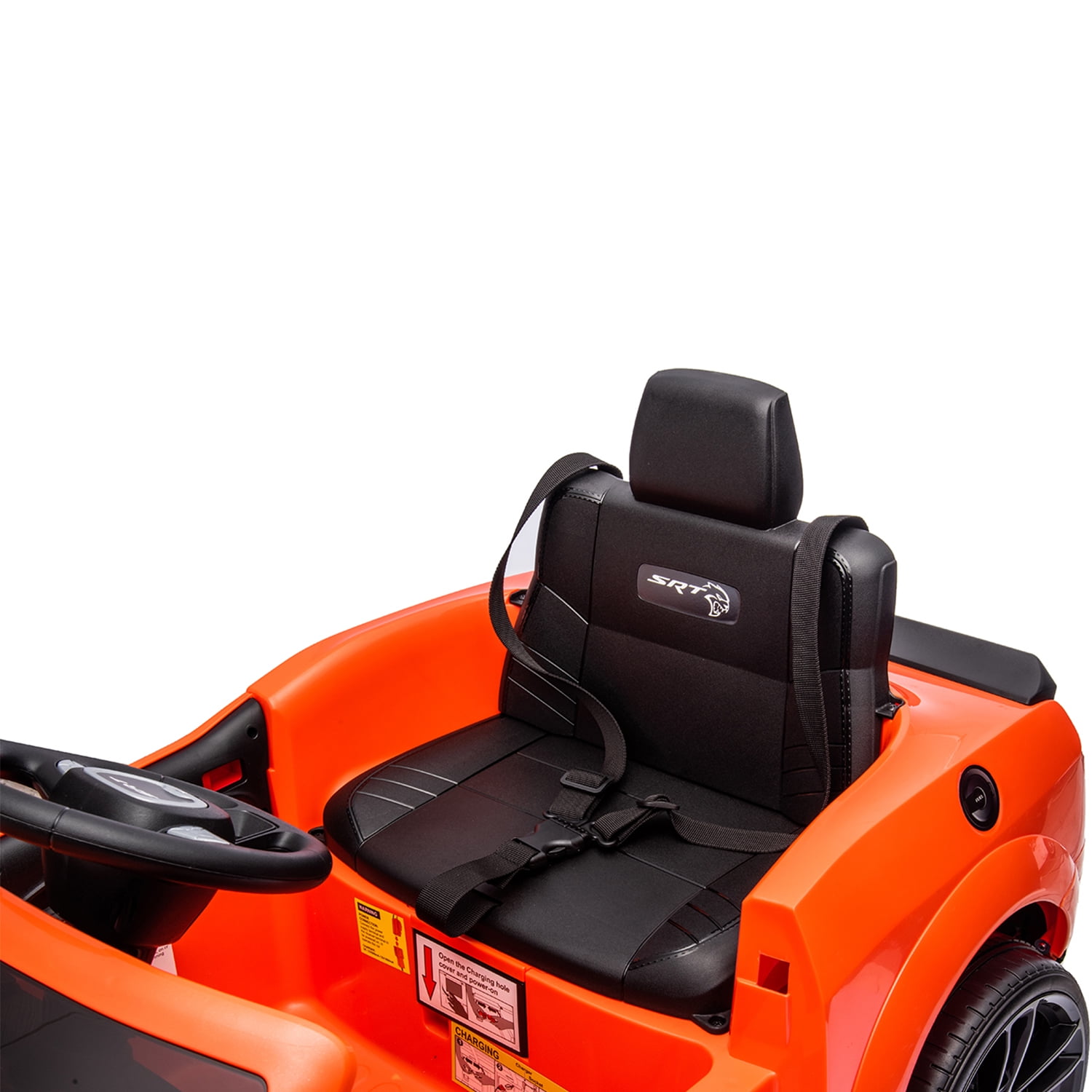 CIPACHO 12V Electric Cars for Kids, Licensed DODGE Challenger Ride On Car, Remote Control Truck Car for Boys Girls, Battery Powered Kids' Vehicles with LED Lights, Orange