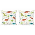 thumbnail image 1 of Ambesonne Cartoon Throw Pillow Cover 2 Pack, Prehistoric Wildlife, 16", Multicolor, 1 of 2