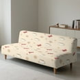thumbnail image 6 of SCRAWLGOD Coffee Bow Candy Print Beige Stretch Futon Slipcover Armless Sofa Cover Futon Mattress Covers Without Armrests Soft Sofa Bed Protector Covers with Elastic Bottom, 6 of 7