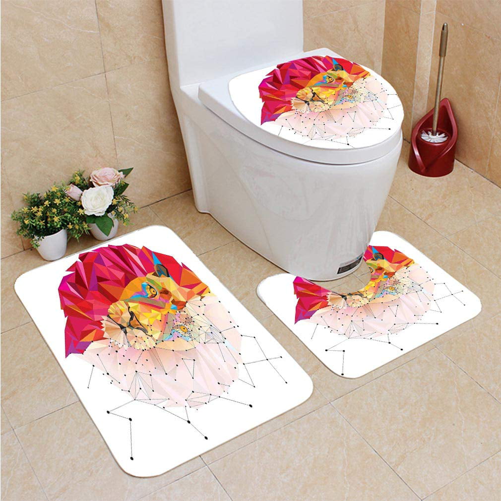 Ladybug Design Fashion Toilet Bathroom Set Rugs Cover Carpet Bathmat 3 Pieces 