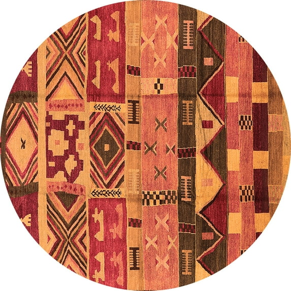 Ahgly Company Indoor Round Solid Orange Modern Area Rugs, 5' Round