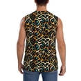 thumbnail image 4 of Fotbe Men's Teal Leopard Print Men's Sleeveless Muscle Tank Tops Casual T-Shirts for Gym Workout Beach-Small, 4 of 8