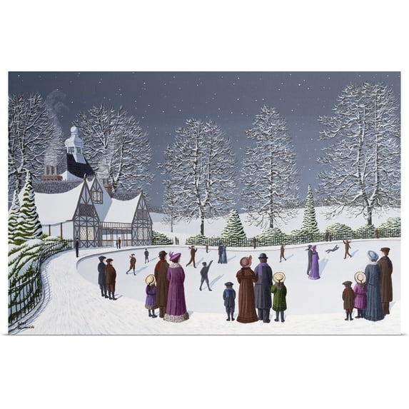 Great BIG Canvas | Rolled Peter Szumowski Poster Print entitled Moonlight Skating