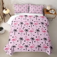 thumbnail image 2 of jejeloiu Pink Birds Flamingo Twin Quilt Set Kids,Hawaii Summer Holiday Twin Coverlet Set,2-Piece, 2 of 7