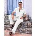 thumbnail image 4 of COOFANDY Mens Linen Sets Outfits 2 Piece Short Sleeve Button Down Shirts Summer Beach Pants Resort Wear Outfits, 4 of 6