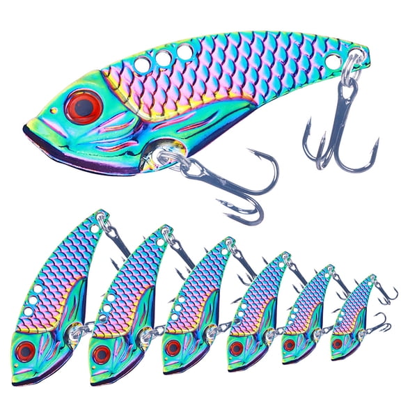 HENGJIA 6 Pack Blade Baits for Bass Fishing Lures Hard Metal VIB Fishing Spoons Crankbait Swimbaits for Trout Walleye Crappie Saltwater Freshwater