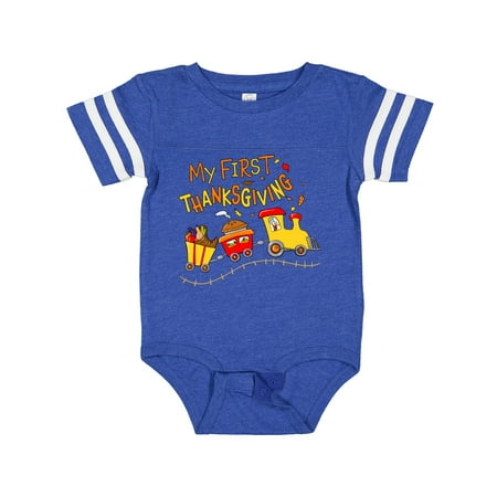 

Inktastic My 1st Thanksgiving Turkey Train with Food Gift Baby Boy or Baby Girl Bodysuit