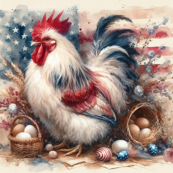 Adult Diamond Painting Kit, Fun Rooster Pattern Diamond Art, suitable for beginners, 5D Full Drill Gem Painting, Diamond Embellished Craft Kit, Home Decor Gift, Frame not included.