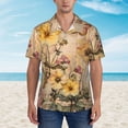 thumbnail image 4 of Lsque Vintage Floral Butterfly Collage pattern Hawaiian Shirt for Men, Unisex Summer Beach Casual Short Sleeve Button Down Shirts-Large, 4 of 9