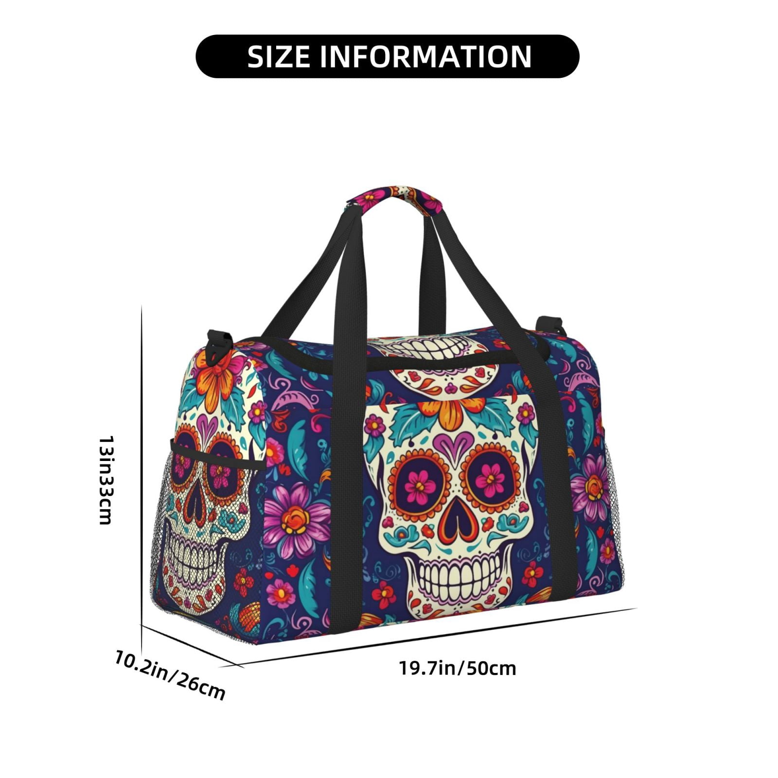 Fuzoiu Dead Day Party Print Travel Duffle Bag,Carry On Tote Bags,Duffel Bag,Sport Gym Bag, Hospital Bag for Labor and Delivery, Overnight Bag,Luggage Bag