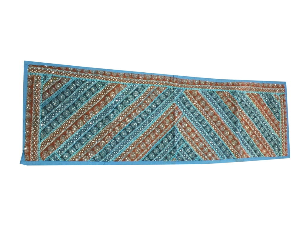 Indian Sequin Beaded Table Runner Tapestry mogulinteriorsite