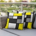 thumbnail image 3 of Outdoor Pillow Covers Pack of 2, Yellow Gray White Color Block Waterproof Throw Pillowcase Cushion Cases, Modern Geometric Square Decorative Pillow Cover for Couch Sofa Home Bed Patio, 3 of 9