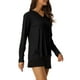 thumbnail image 4 of INSPIRAR CHIC Pijamas de Mujer Casual Cuello en V de Canalé Ropa de Noche Sudadera de Manga Larga Tops S Negro, 4 of 6