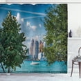 thumbnail image 1 of Ambesonne Detroit Shower Curtain, Summer Afternoon River, 69"Wx84"L, Green Blue Aqua, 1 of 3