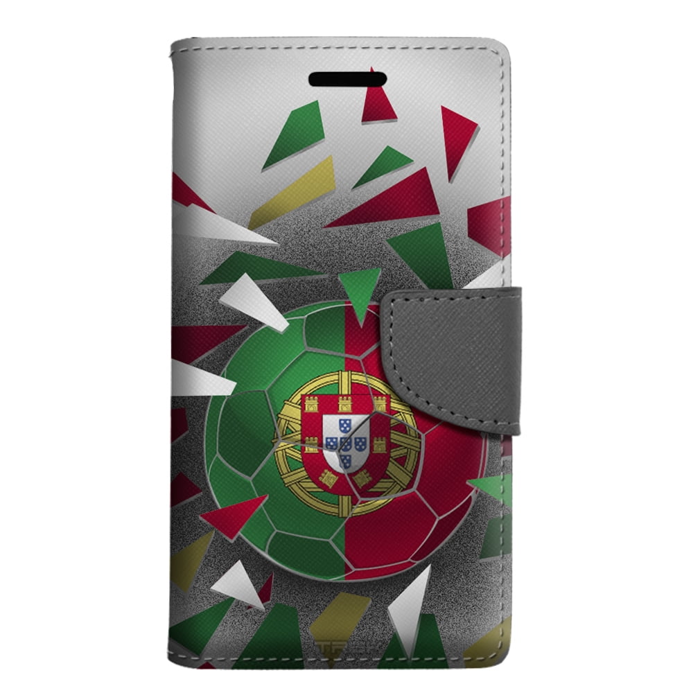 LG Phoenix 3 Wallet Case Soccer Ball Portugal Flag Case by Trek Media Group