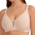 thumbnail image 2 of yillto Womens Seamless Bra No Underwire Comfort Push up Bras Full Coverage V Neck Tshirt Bralettes, 2 of 4