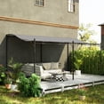 thumbnail image 3 of 10' x 16' Wall-Mounted Outdoor Pergola Canopy, Metal Patio Canopy with Drainage Holes for Backyard Garden, Dark Gray, 3 of 11