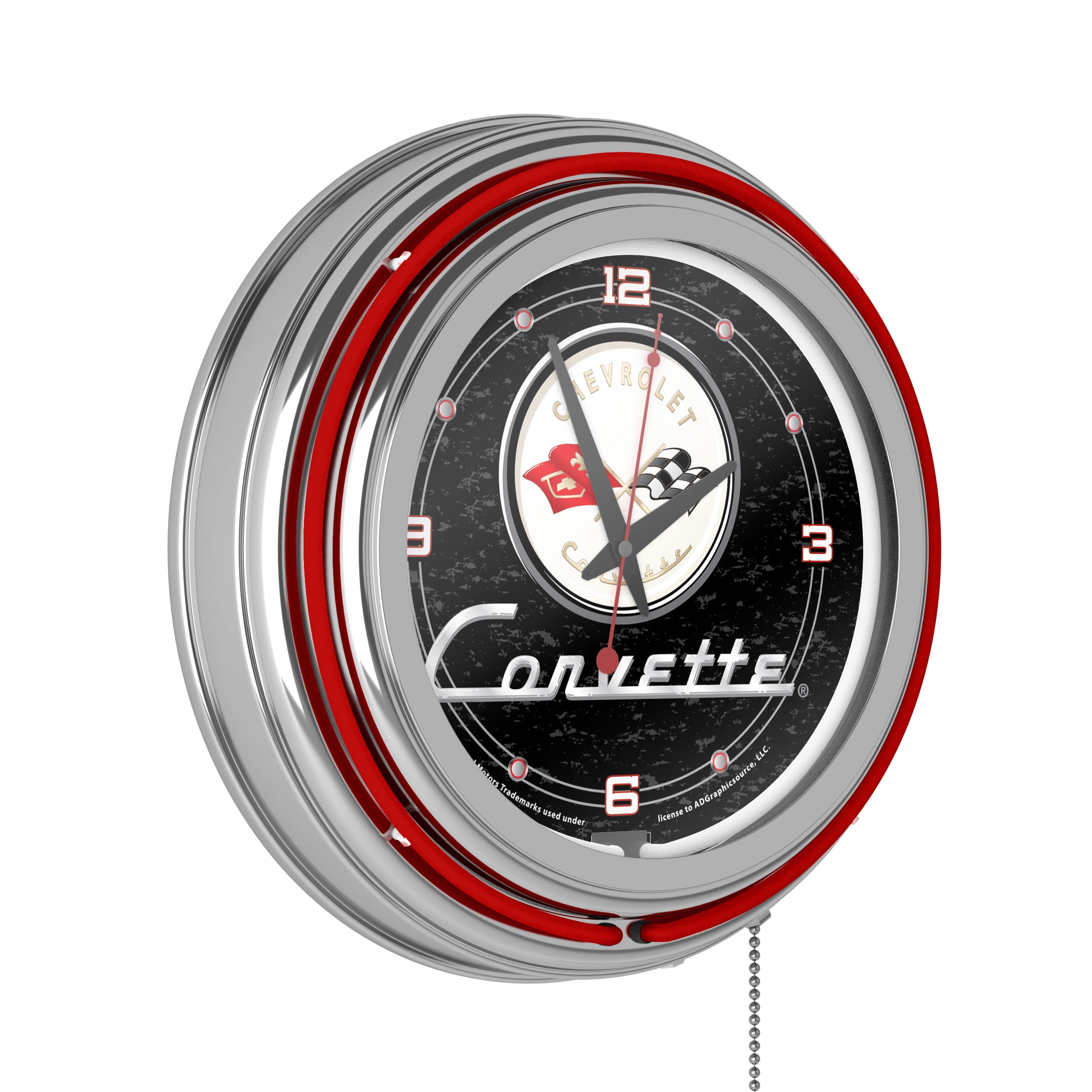 Corvette C1 Neon Clock 14 inch Diameter Black