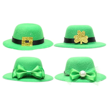 

HOMEMAXS 4Pcs Creative Mini St. Patrick s Day Wine Bottle Mini Hats Party Scene Layout Props