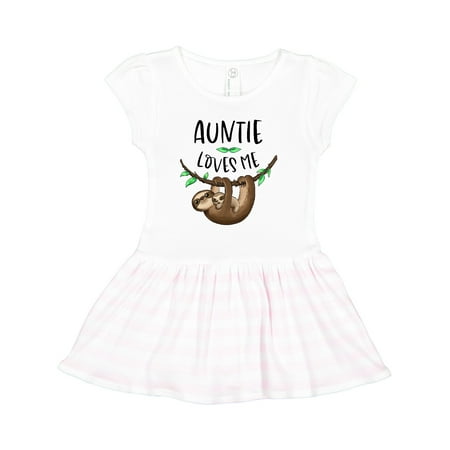 

Inktastic Auntie Loves Me Cute Sloth and Baby Gift Toddler Girl Dress