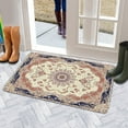 thumbnail image 5 of Retro Door Mat, 17 X 30 Inch Bohemian Orange Floral Patterned Carpet Welcome Doormat Decorative Home Floor Mat, Non Slip Rubber Back and Strong Water Absorption for Outdoor Indoor Entrance Decor, 5 of 6