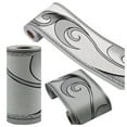 thumbnail image 2 of ABODELINE 4 Pack Elegant Silver Grey Molding Wallpaper Border Peel Stick Home Ceiling Decorative Border for Bathroom Living Room Kitchen Each Piece 5.1inch x 32.8ft, 2 of 6
