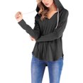 thumbnail image 6 of HAiming Women's Long Sleeve V Neck Shirts Trendy Solid Color Pullover Hoodies Tops Fall Winter Loose Casual Blouse, 6 of 6