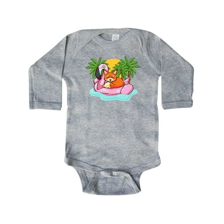 

Inktastic Fox Flamingo Tropical Beach Vacation Gift Baby Boy or Baby Girl Long Sleeve Bodysuit