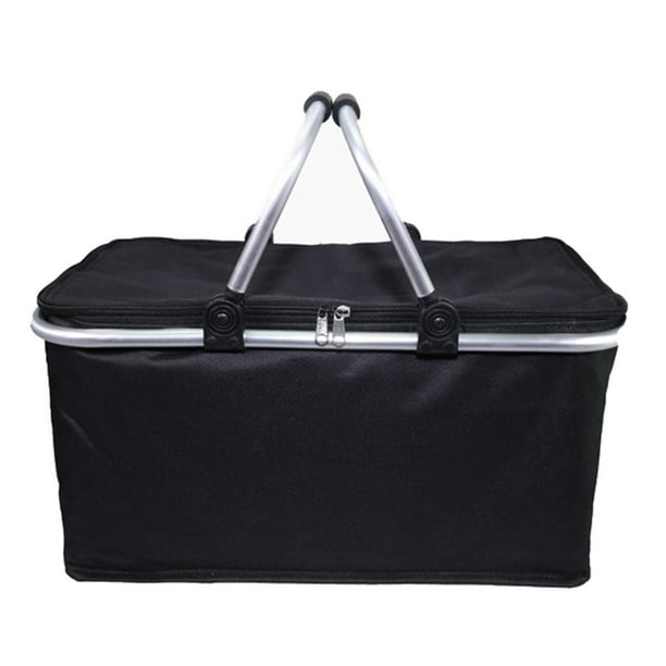 Large Size Insulated Picnic Basket - Strong Aluminum Frame & Waterproof  Lining - Collapsible Design - for Camping, Picnicking or Family Vacations  Black - Walmart.com