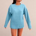 thumbnail image 5 of ManxiVoo Women's Round Neck Knit Sweater with Floral Crochet Design Vintage Style Pullover Top S Size Light Blue, 5 of 9