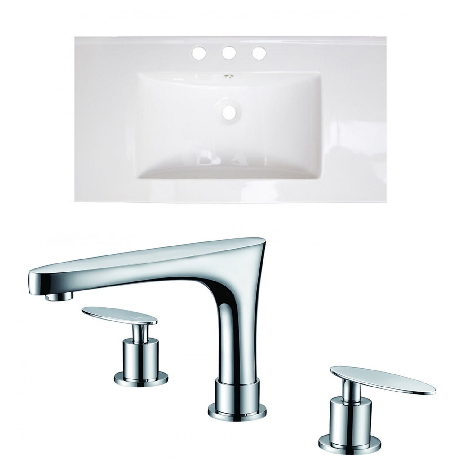 American Imaginations 30-in. W 3H8-in. Ceramic Top Set In White Color - Overflow Drain Incl. AI-15723