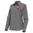 thumbnail image 2 of Women's Antigua Black New Jersey Devils Porter Woven Tri-Blend Long Sleeve Button-Up Shirt, 2 of 3