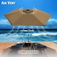 thumbnail image 2 of Sunrise Outdoor Patio 9' Solar LED Lighted Umbrella Market, 8 Aluminium ribs with Tilt and Crank Parasol Table Sunshade Umbrella (Tan), 2 of 5