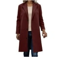 thumbnail image 2 of EOYWHK Long Jackets for Women Wool Trench Coats Single Breasted Windbreaker Notched Lapel Formal Casual Blazer Classic Outerwear, 2 of 6
