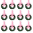 thumbnail image 1 of Naiovety 12 coronas navideñas vintage con mini coronas, decoración navideña pequeña para la cocina. Para ventanas, Navidad Kits de decoración para fiestas Rosa 12 Uds., 1 of 6