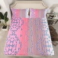 thumbnail image 2 of Homewish Chic Pink Stripes Twin Sheet Sets, Aztec Triangle Abstract Twin Fitted Sheet, Vintage Bohemian Style Flat Sheet, Ultra Soft Bedroom Decor, 3pcs, 2 of 7