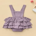 thumbnail image 3 of POINTERTECK Baby Summer Ruffle Romper  Sleeveless Elastic Waist Rainbow Embroidery Strap Bodysuit, 3 of 6