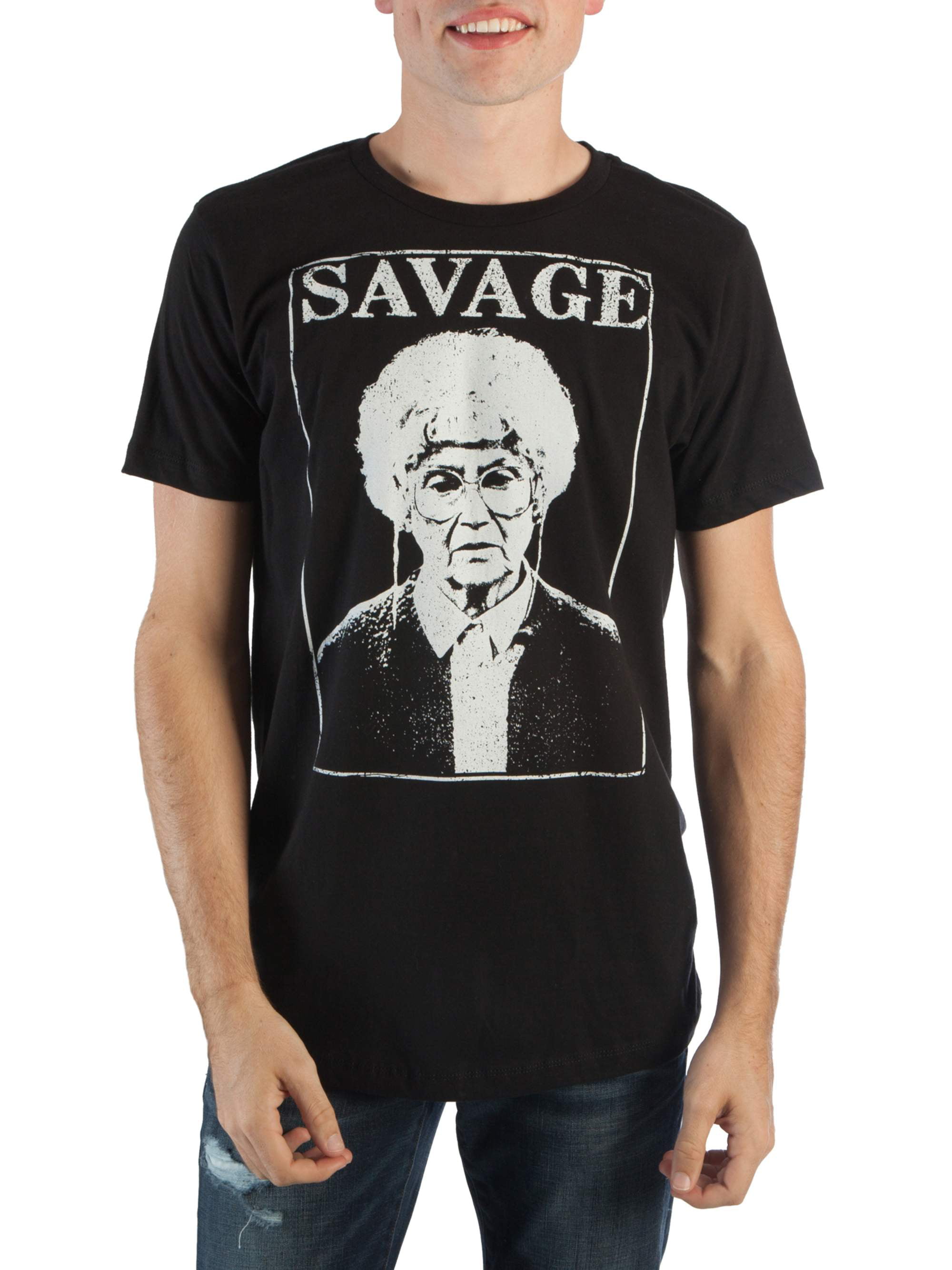The Golden Girls Sophia Is Savage Distressed Graphic Men's Black T-Shirt Tee NEW