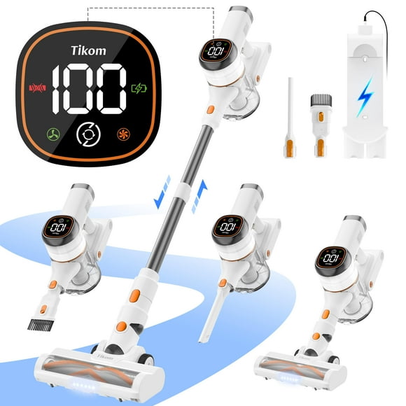 Tikom V500 Cordless Vacuum Cleaner for Home, 40000Pa/450W Stick Vacuum with LED Touch Screen, Charging Wall Dock, Anti-Tangle, Lightweight Handheld V