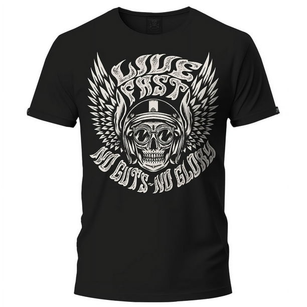 Playera Negra Manga Corta Mediana No Guts No Glory