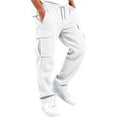 thumbnail image 4 of BXJX Boys Cargo Pants, Fall Multi Pocket Elastic Waist Casual Waffle Knit Trousers White Size 10-11 T, 4 of 8