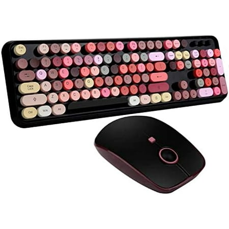 Keyboard and Mouse Sets Wireless Reliable 2.4 GHz Connectivity for PC Laptop Smart TV and More (Black Colorful)