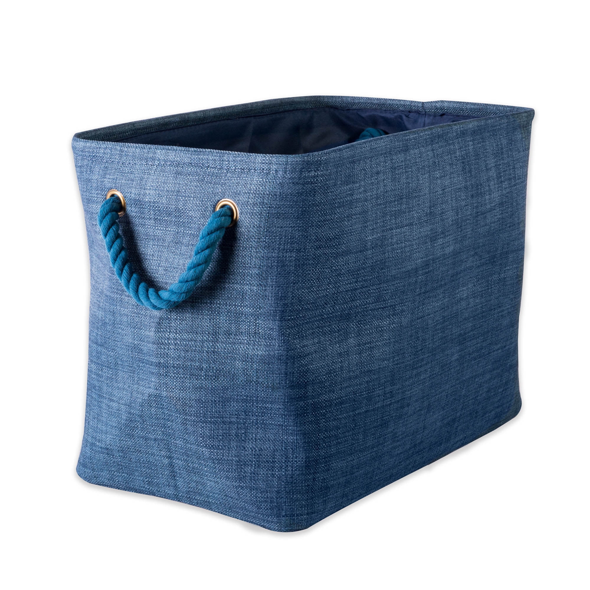 17.5" Blue Rectangular Polyester Storage Bin with Variegated Design