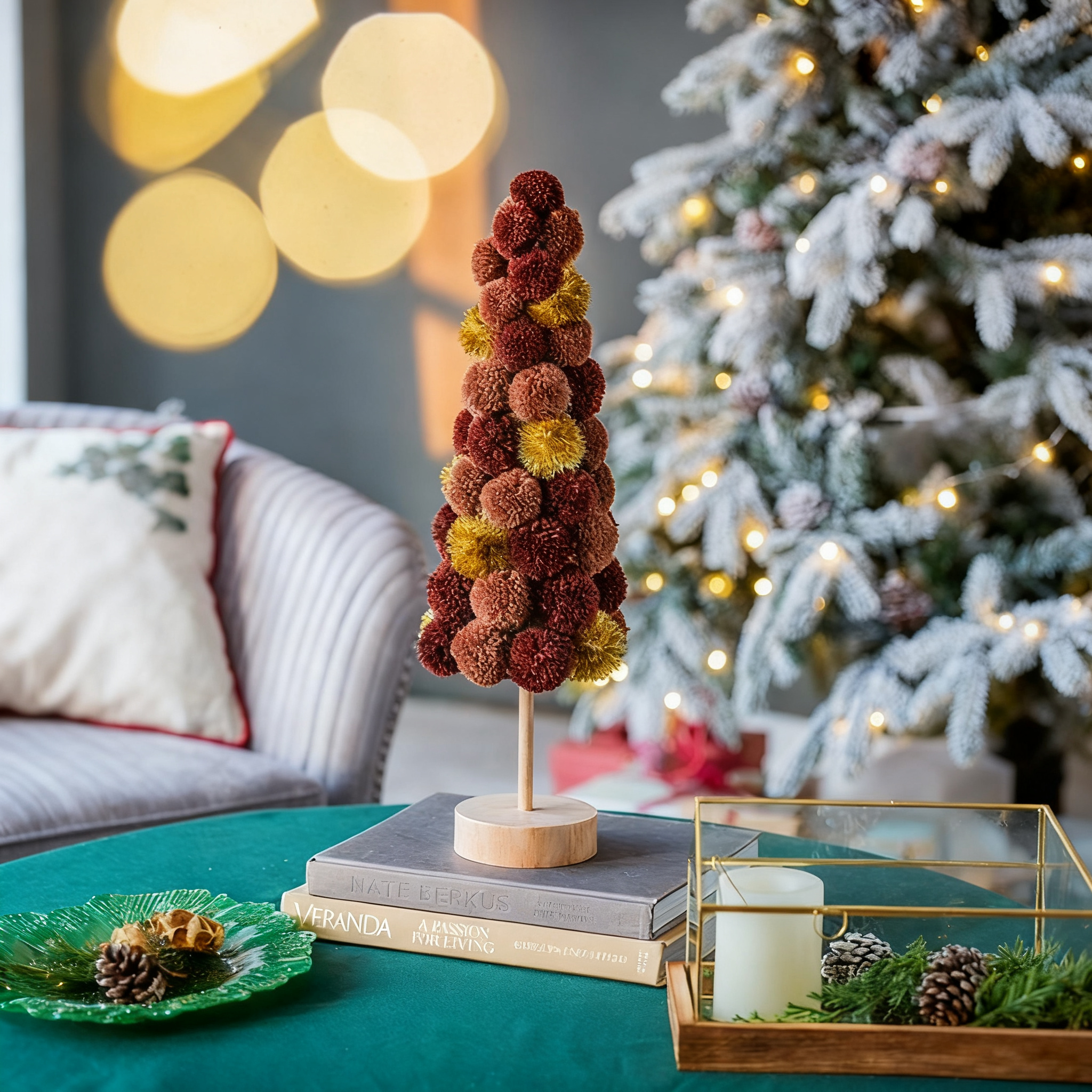Colorful Modern Winter Tree Figurine Set 19.7 Inch Polyester Foam Tabletop Holiday Decor