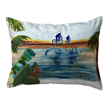 Betsy Drake Interiors Two Bikers Large Noncorded Pillow 16x20