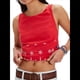 thumbnail image 3 of Blusa de Mujer Sin Mangas con Cuello Redondo, Dobladillo Ondulado con Colores Contrastantes y Bordado Rojo L, 3 of 8