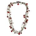 thumbnail image 2 of X-long Triple Strands Synthetic Coral Red Brass Necklace, 2 of 3