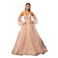 thumbnail image 5 of Women's Elizabeth K 3D Floral Puff Sleeve Gown Gl3015 Off White Size XL, 5 of 5